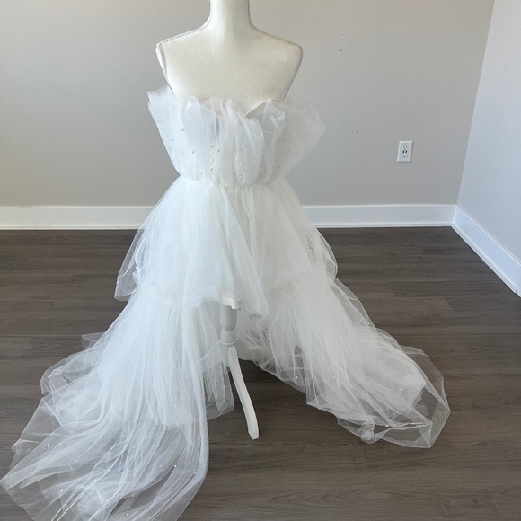 Untamed Petals High/low Pearl Embellished gown - Picture 2 of 8